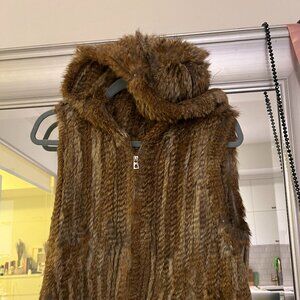 RUDSAK RABBIT FUR HOODED VEST
